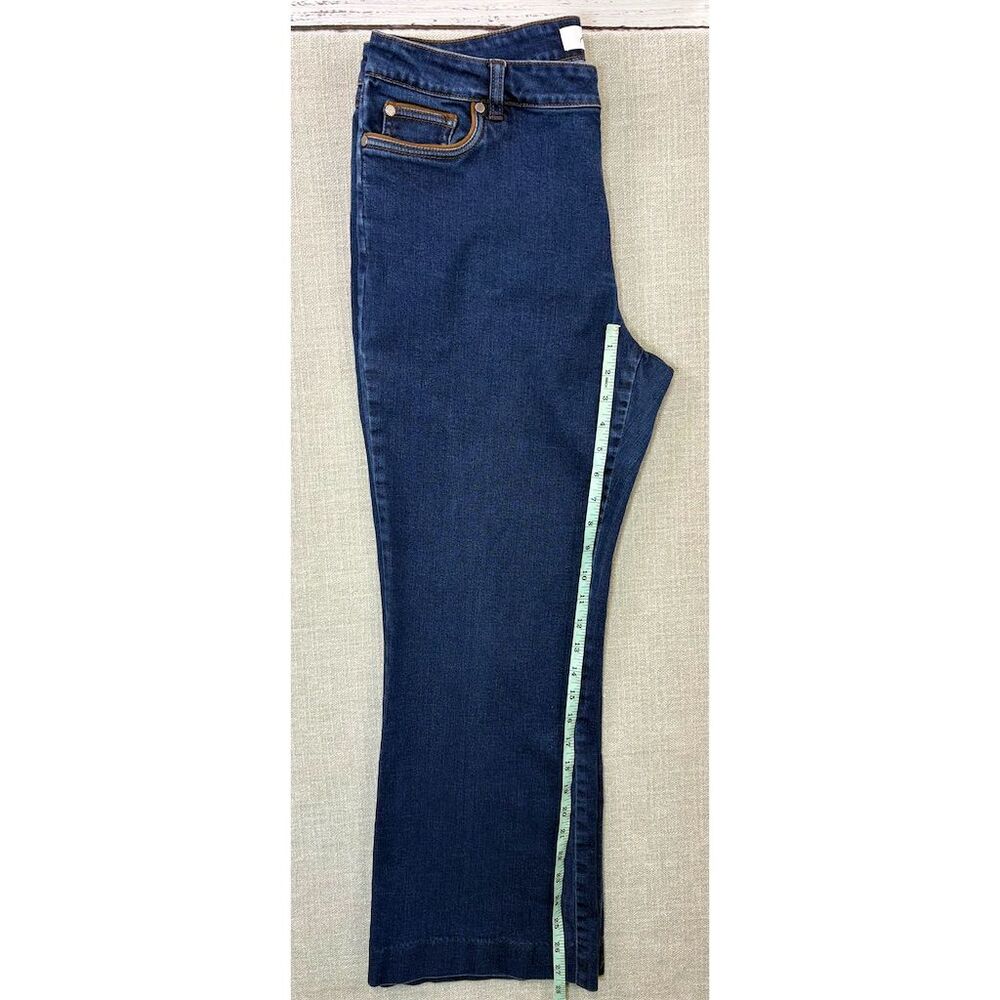 Foxcroft NYC Women's Jeans 16 Blue Straight Leg Stretch Denim Contrast Piping - Picture 10 of 12